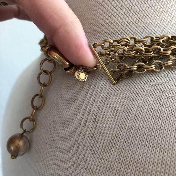 Vintage J.Crew Painted Gold Beaded Necklace - Picture 7 of 8